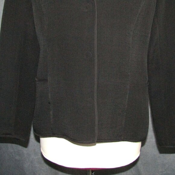Eileen Fisher Black Textured Silk Blend Jacket Women Size XS Magnetic Snap Front - Picture 4 of 13